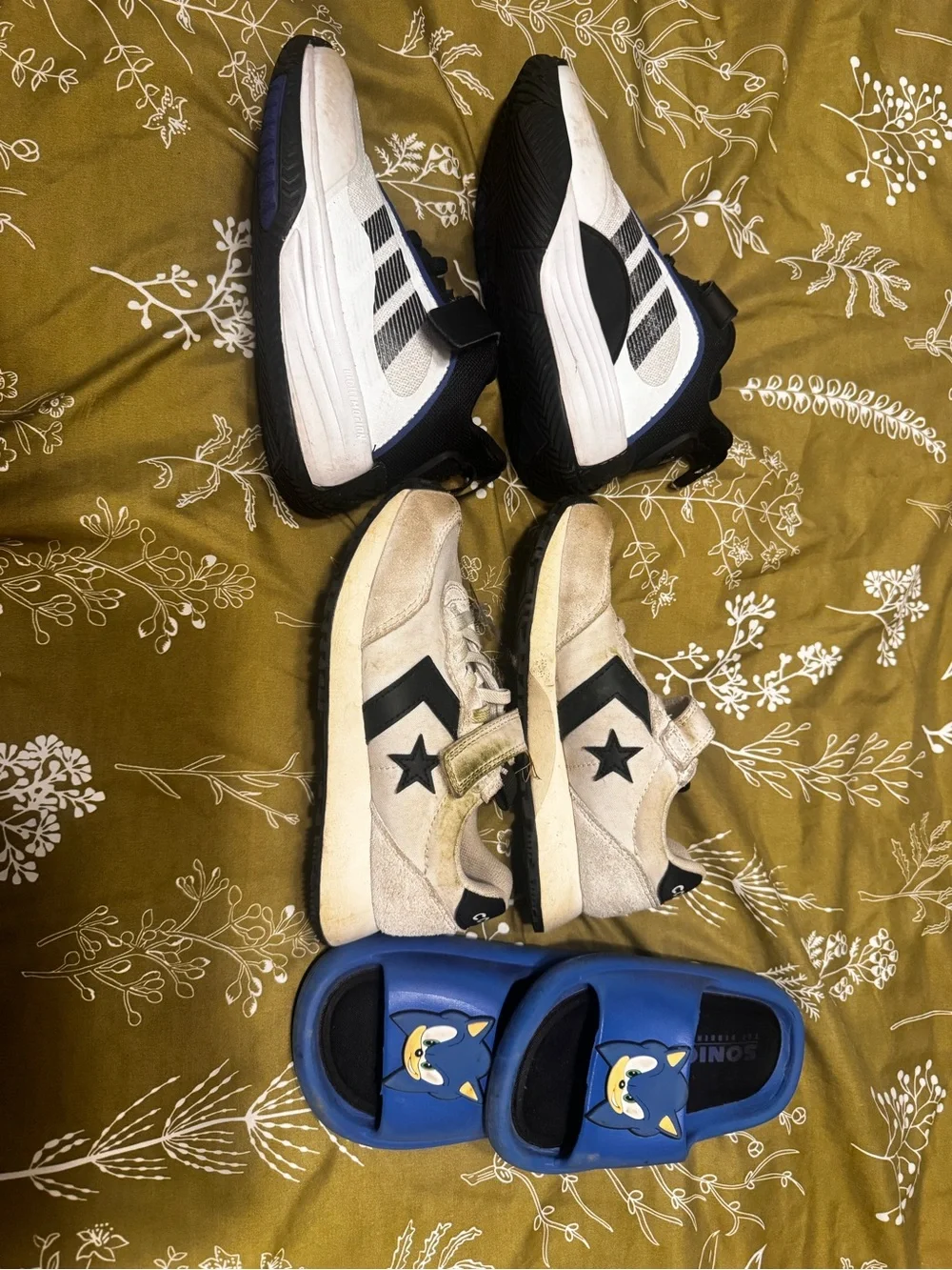 adidas Kids White, Black & Blue Athletic Sneakers